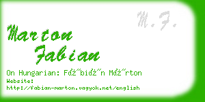 marton fabian business card
